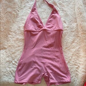 Elegant Pink Women's Halter Romper